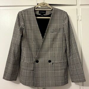 Club Monaco Black and White Plaid Blazer